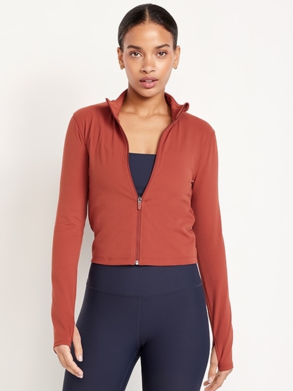 Old Navy StudioSmooth Full-Zip Cropped Jacket in Cherry Birch, XSP